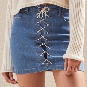 Pacsun Adjustable Lace up Denim Mini Skirt 28